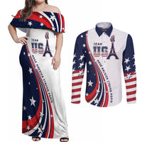 Personalized USA Make America Strong Again Couples Matching Off Shoulder Maxi Dress and Long Sleeve Button Shirt Go Paris 2024 LT9 - Wonder Print Shop