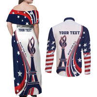 Personalized USA Make America Strong Again Couples Matching Off Shoulder Maxi Dress and Long Sleeve Button Shirt Go Paris 2024 LT9 - Wonder Print Shop
