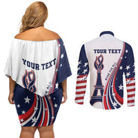 Personalized USA Make America Strong Again Couples Matching Off Shoulder Short Dress and Long Sleeve Button Shirt Go Paris 2024 LT9 - Wonder Print Shop