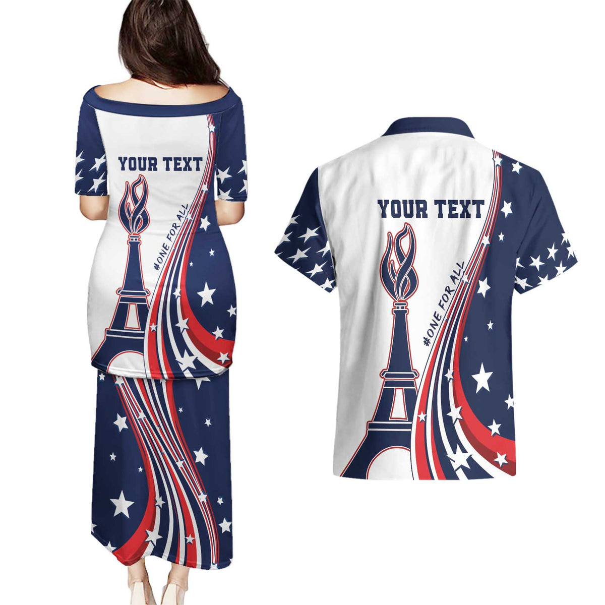 Personalized USA Make America Strong Again Couples Matching Puletasi and Hawaiian Shirt Go Paris 2024 LT9 - Wonder Print Shop