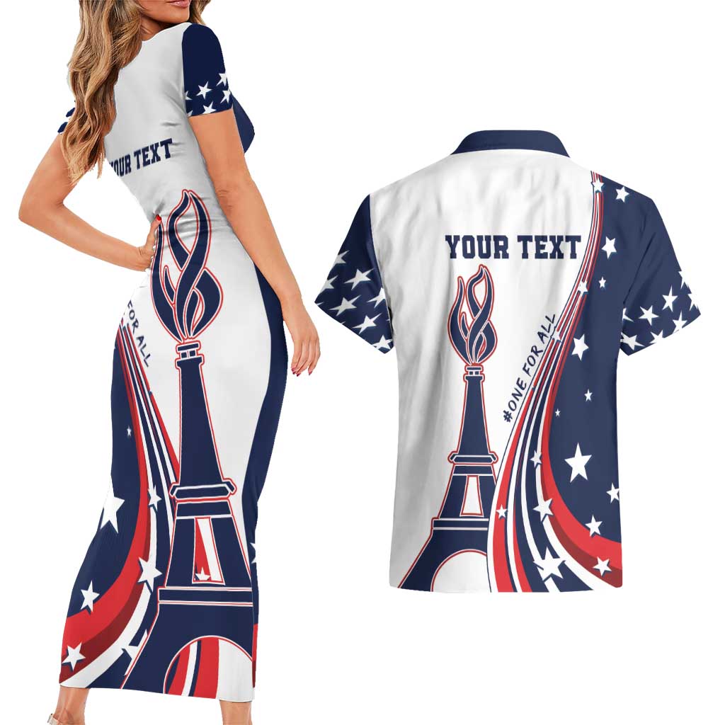 Personalized USA Make America Strong Again Couples Matching Short Sleeve Bodycon Dress and Hawaiian Shirt Go Paris 2024 LT9 - Wonder Print Shop