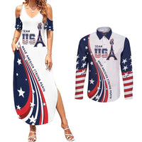 Personalized USA Make America Strong Again Couples Matching Summer Maxi Dress and Long Sleeve Button Shirt Go Paris 2024 LT9 - Wonder Print Shop