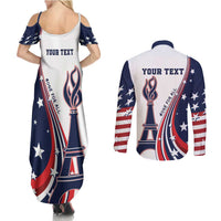 Personalized USA Make America Strong Again Couples Matching Summer Maxi Dress and Long Sleeve Button Shirt Go Paris 2024 LT9 - Wonder Print Shop