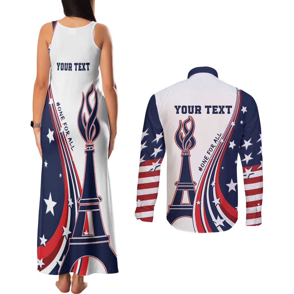 Personalized USA Make America Strong Again Couples Matching Tank Maxi Dress and Long Sleeve Button Shirt Go Paris 2024 LT9 - Wonder Print Shop