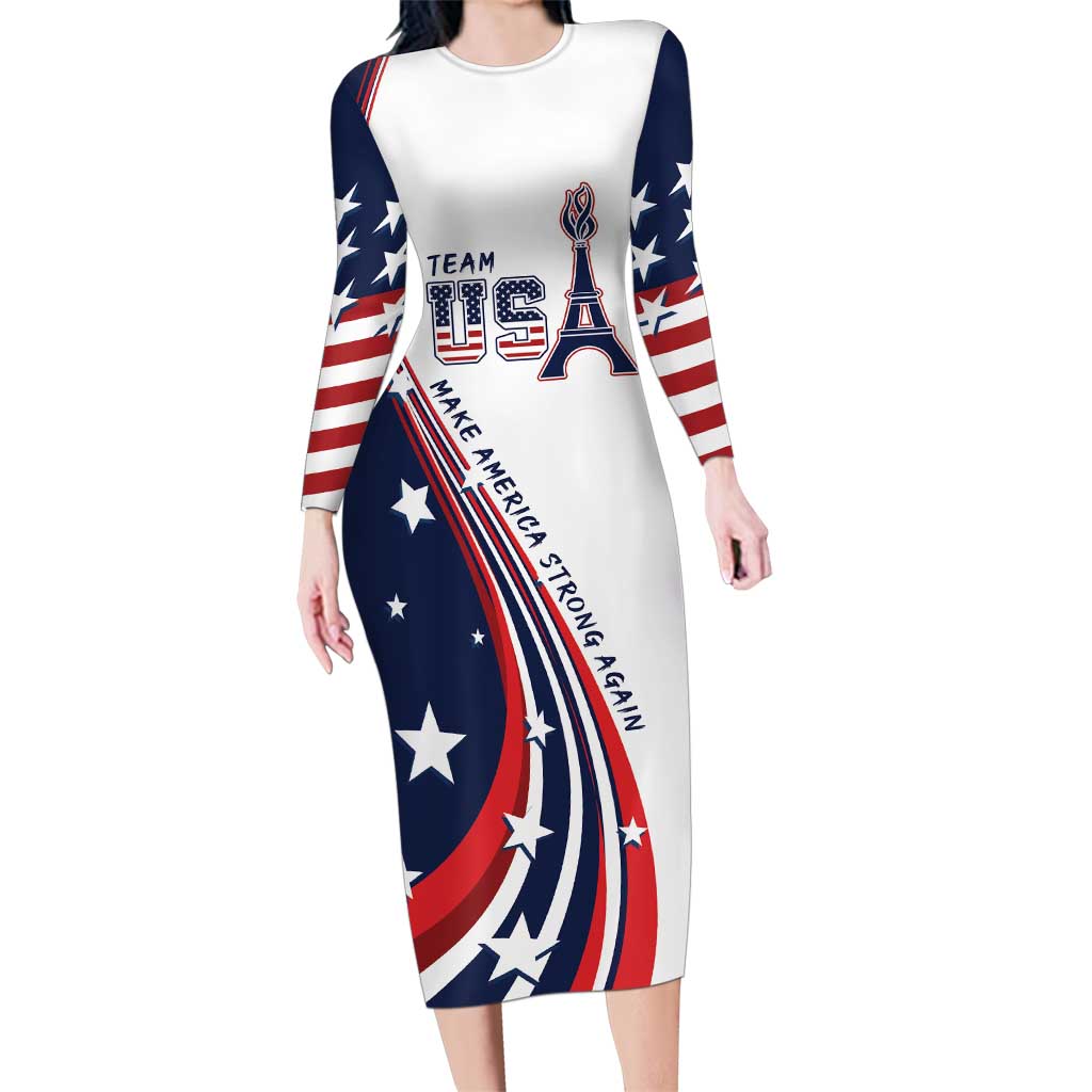 Personalized USA Make America Strong Again Family Matching Long Sleeve Bodycon Dress and Hawaiian Shirt Go Paris 2024 LT9 - Wonder Print Shop