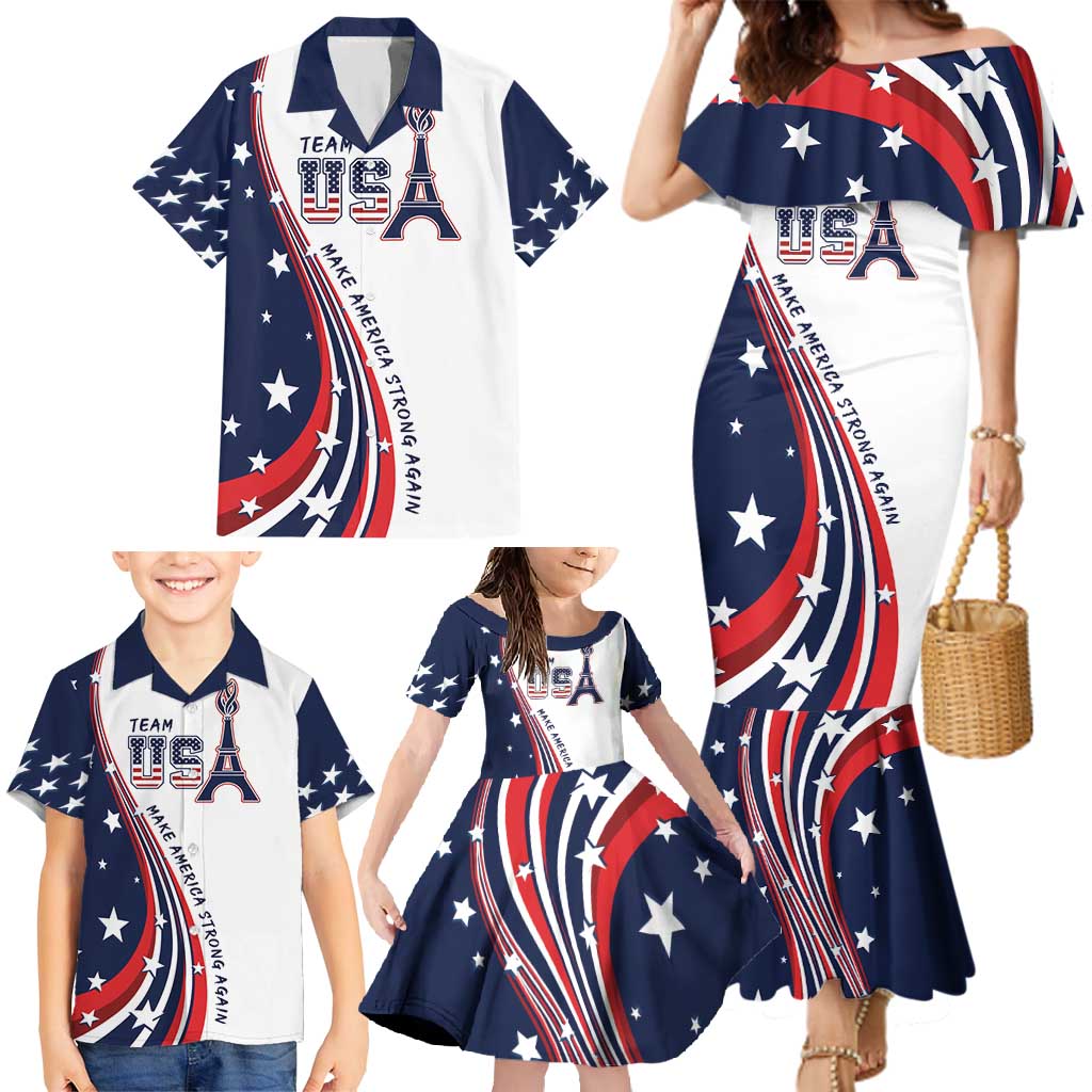 Personalized USA Make America Strong Again Family Matching Mermaid Dress and Hawaiian Shirt Go Paris 2024 LT9 - Wonder Print Shop