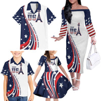 Personalized USA Make America Strong Again Family Matching Off The Shoulder Long Sleeve Dress and Hawaiian Shirt Go Paris 2024 - Wonder Print Shop