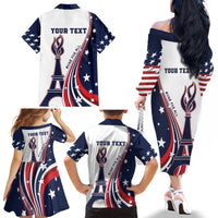Personalized USA Make America Strong Again Family Matching Off The Shoulder Long Sleeve Dress and Hawaiian Shirt Go Paris 2024 - Wonder Print Shop