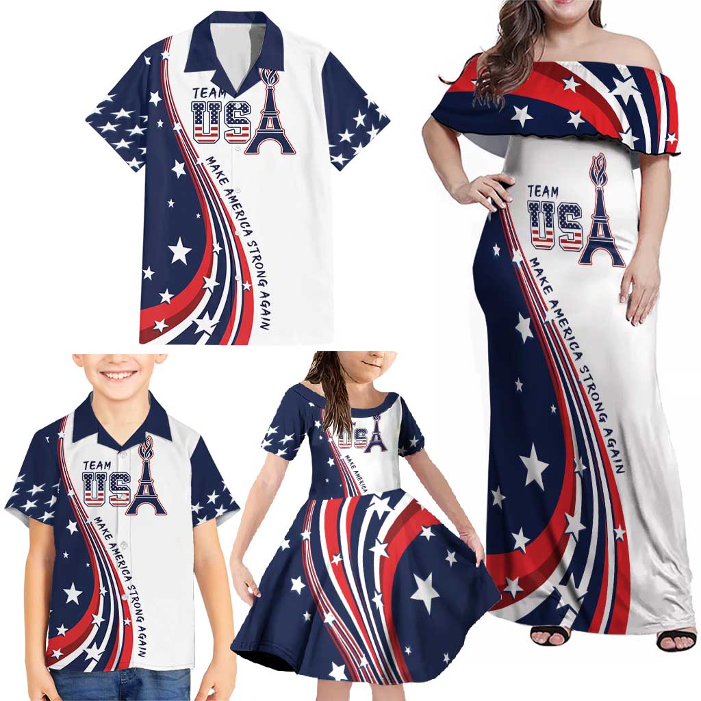 Personalized USA Make America Strong Again Family Matching Off Shoulder Maxi Dress and Hawaiian Shirt Go Paris 2024 LT9 - Wonder Print Shop