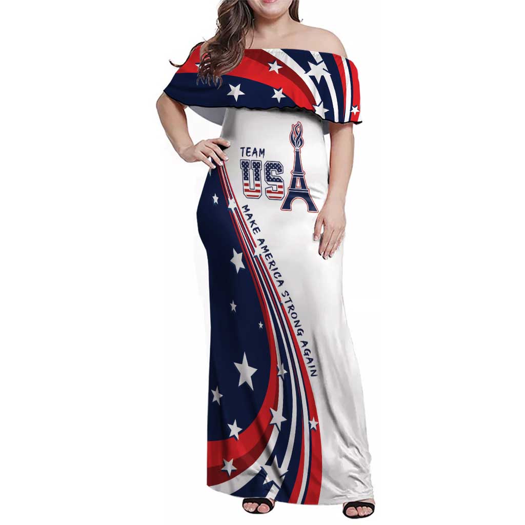 Personalized USA Make America Strong Again Family Matching Off Shoulder Maxi Dress and Hawaiian Shirt Go Paris 2024 LT9 - Wonder Print Shop