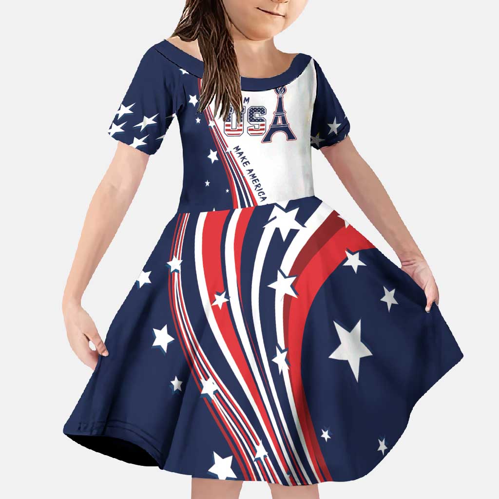 Personalized USA Make America Strong Again Family Matching Short Sleeve Bodycon Dress and Hawaiian Shirt Go Paris 2024 - Wonder Print Shop