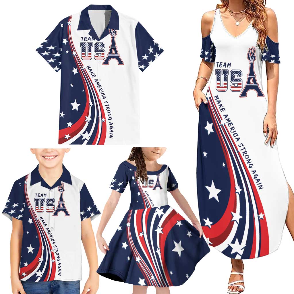 Personalized USA Make America Strong Again Family Matching Summer Maxi Dress and Hawaiian Shirt Go Paris 2024 - Wonder Print Shop