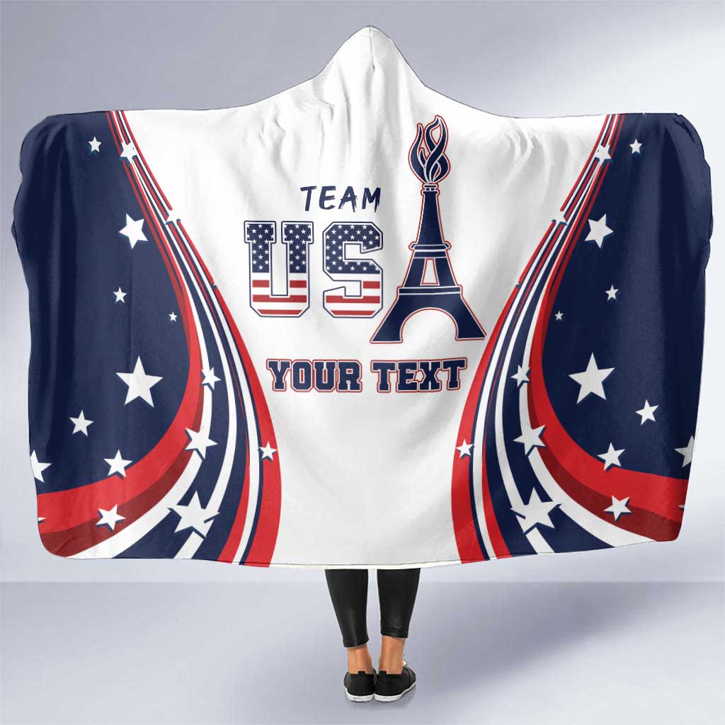 Personalized USA Make America Strong Again Hooded Blanket Go Paris 2024