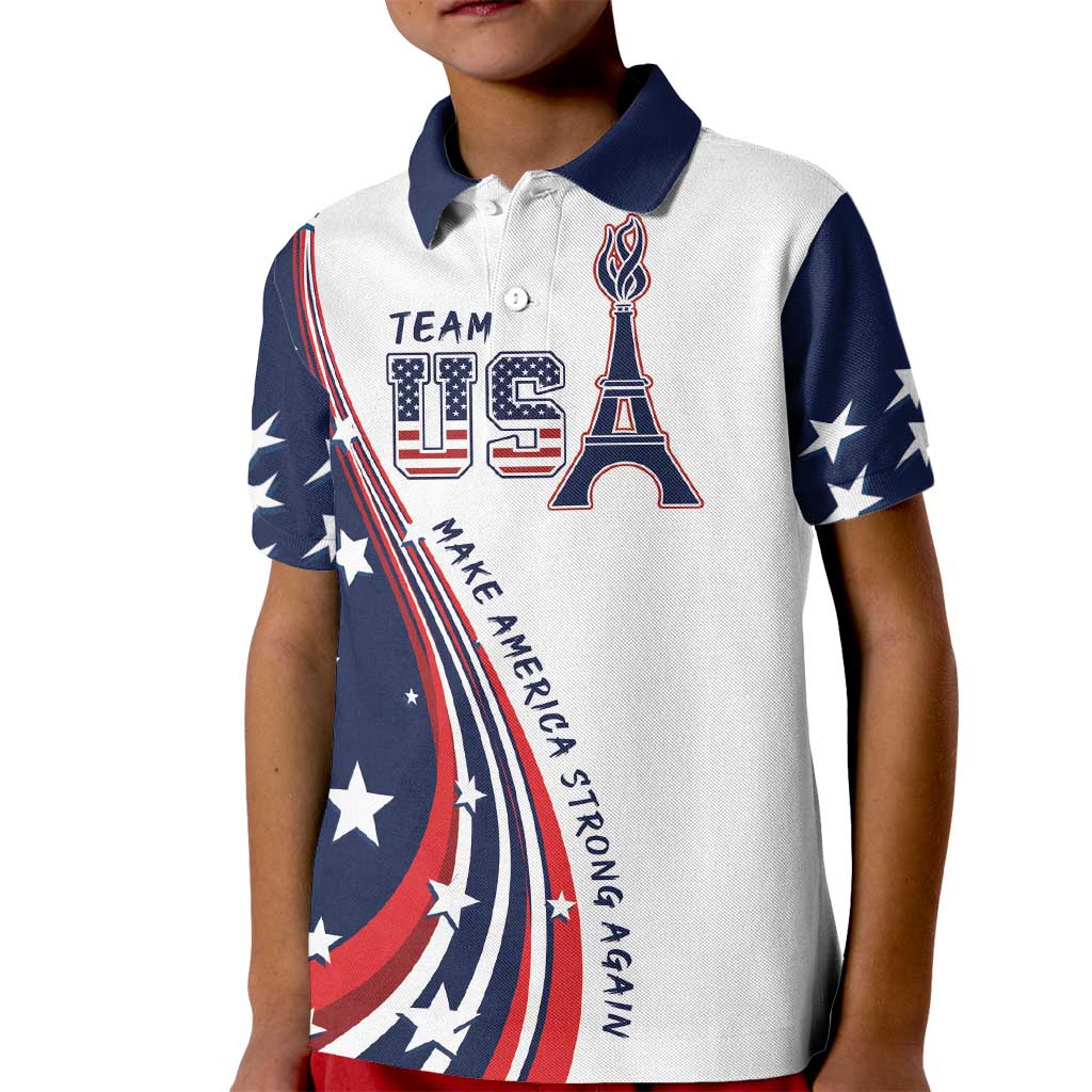 Personalized USA Make America Strong Again Kid Polo Shirt Go Paris 2024 - Wonder Print Shop