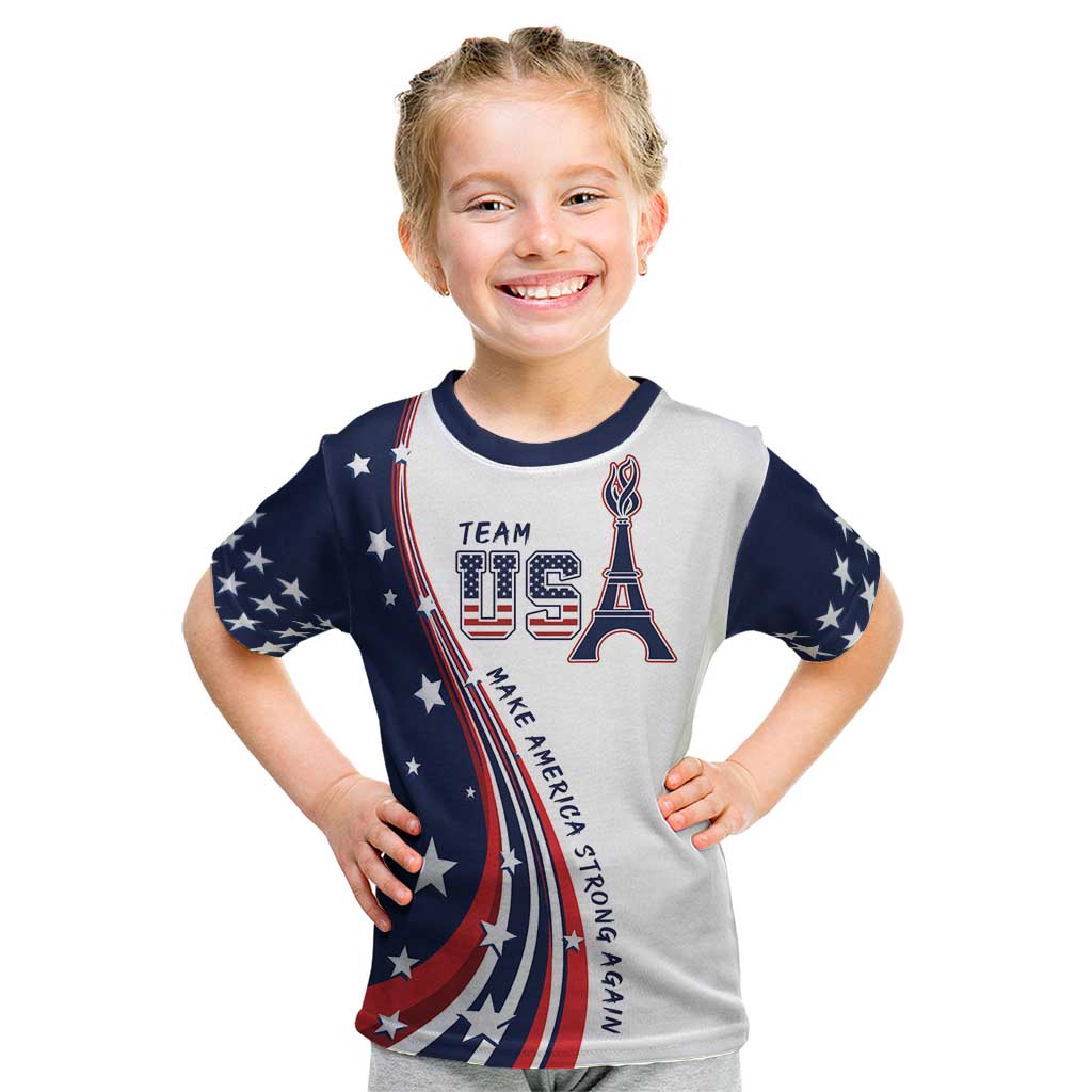 Personalized USA Make America Strong Again Kid T Shirt Go Paris 2024 - Wonder Print Shop