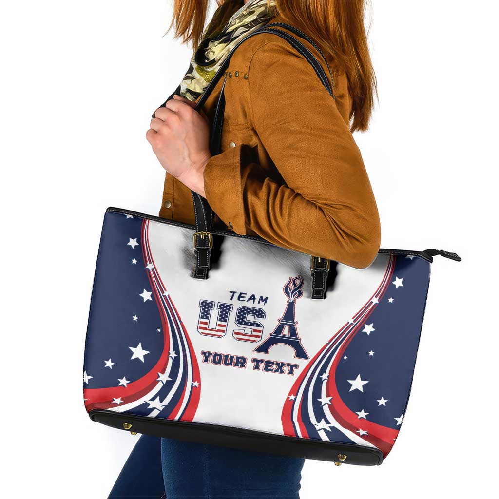 Personalized USA Make America Strong Again Leather Tote Bag Go Paris 2024 - Wonder Print Shop