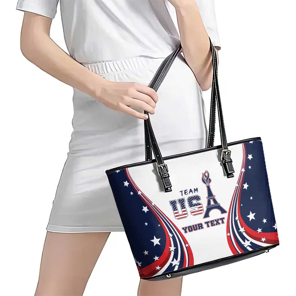 Personalized USA Make America Strong Again Leather Tote Bag Go Paris 2024 - Wonder Print Shop