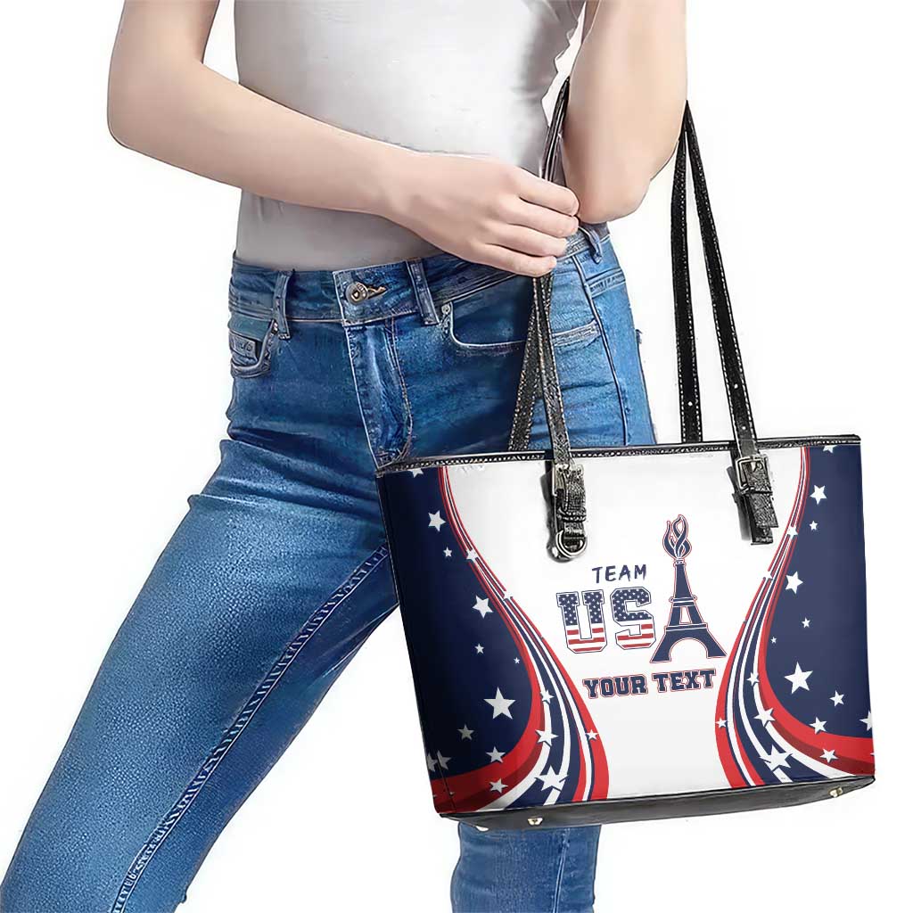Personalized USA Make America Strong Again Leather Tote Bag Go Paris 2024 - Wonder Print Shop