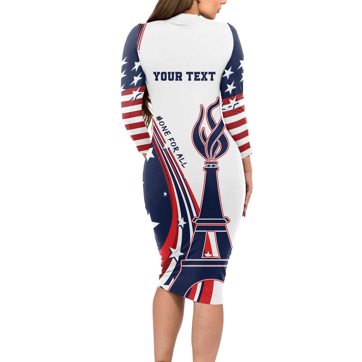Personalized USA Make America Strong Again Long Sleeve Bodycon Dress Go Paris 2024 - Wonder Print Shop