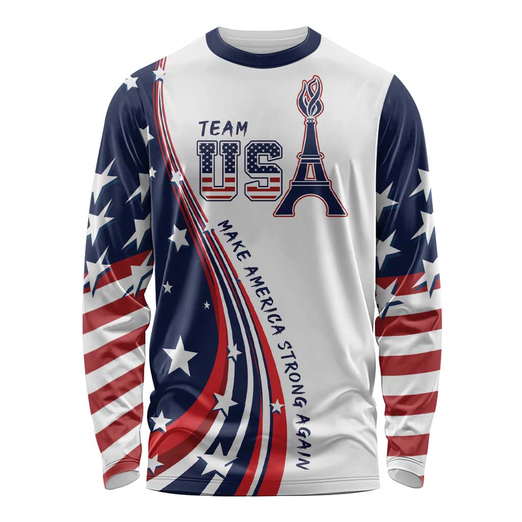 Personalized USA Make America Strong Again Long Sleeve Shirt Go Paris 2024 - Wonder Print Shop