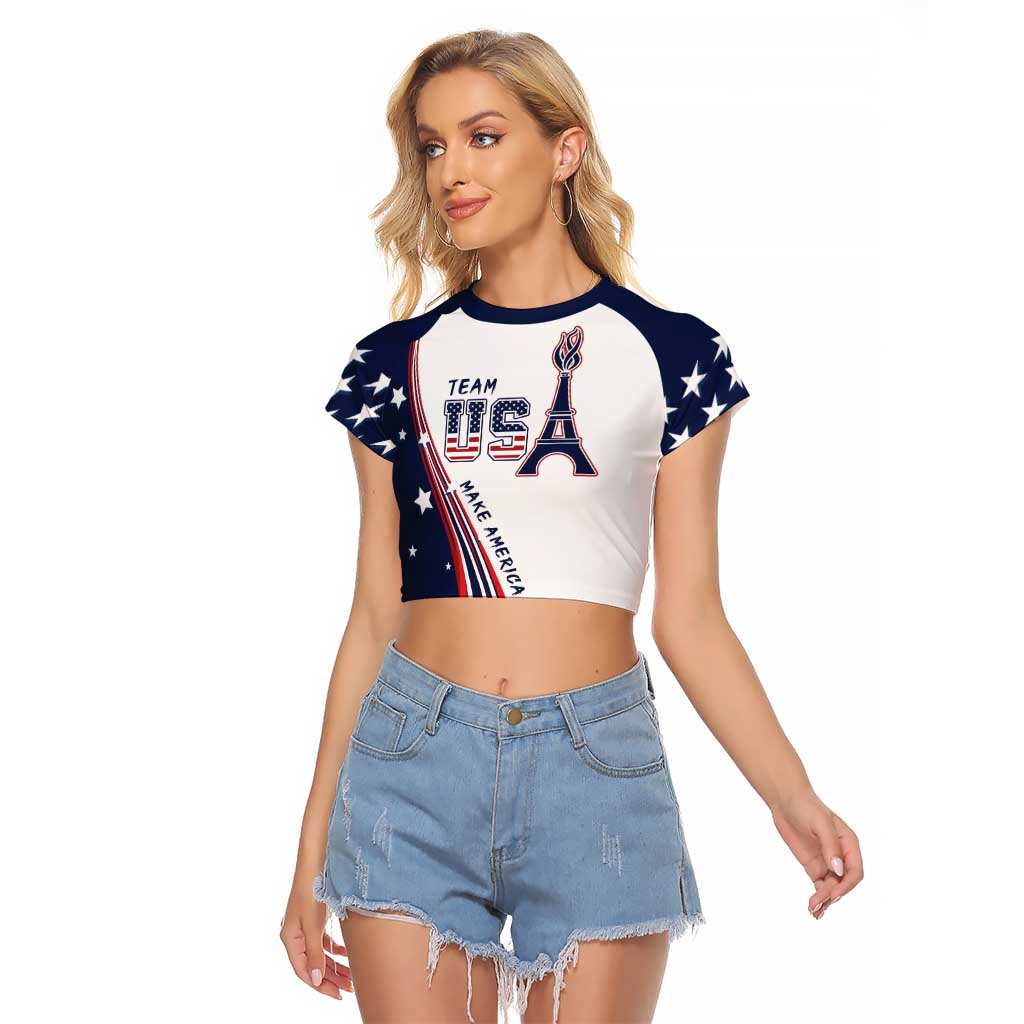 Personalized USA Make America Strong Again Raglan Cropped T Shirt Go Paris 2024 - Wonder Print Shop