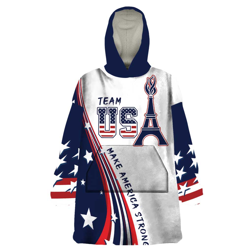 Personalized USA Make America Strong Again Wearable Blanket Hoodie Go Paris 2024 - Wonder Print Shop