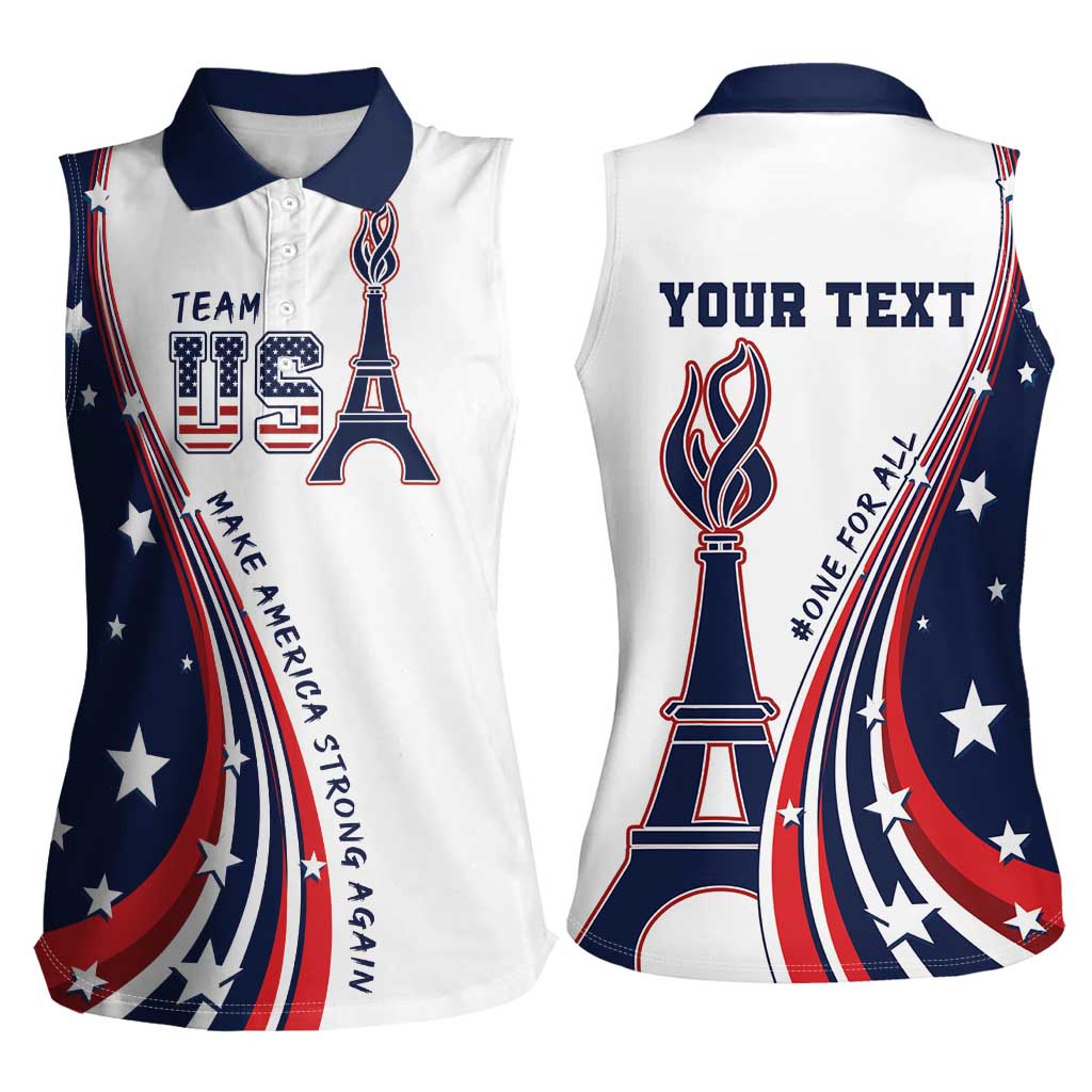 Personalized USA Make America Strong Again Women Sleeveless Polo Shirt Go Paris 2024 - Wonder Print Shop