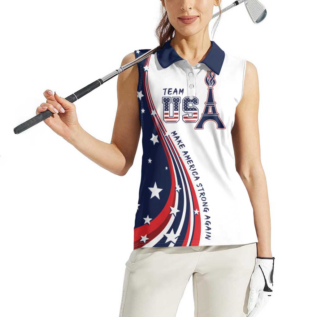 Personalized USA Make America Strong Again Women Sleeveless Polo Shirt Go Paris 2024 - Wonder Print Shop