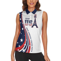 Personalized USA Make America Strong Again Women Sleeveless Polo Shirt Go Paris 2024 - Wonder Print Shop