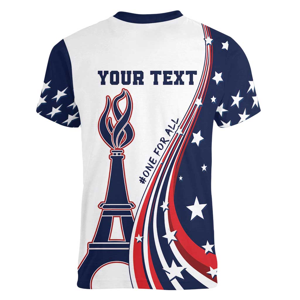 Personalized USA Make America Strong Again Women V-Neck T-Shirt Go Paris 2024 - Wonder Print Shop