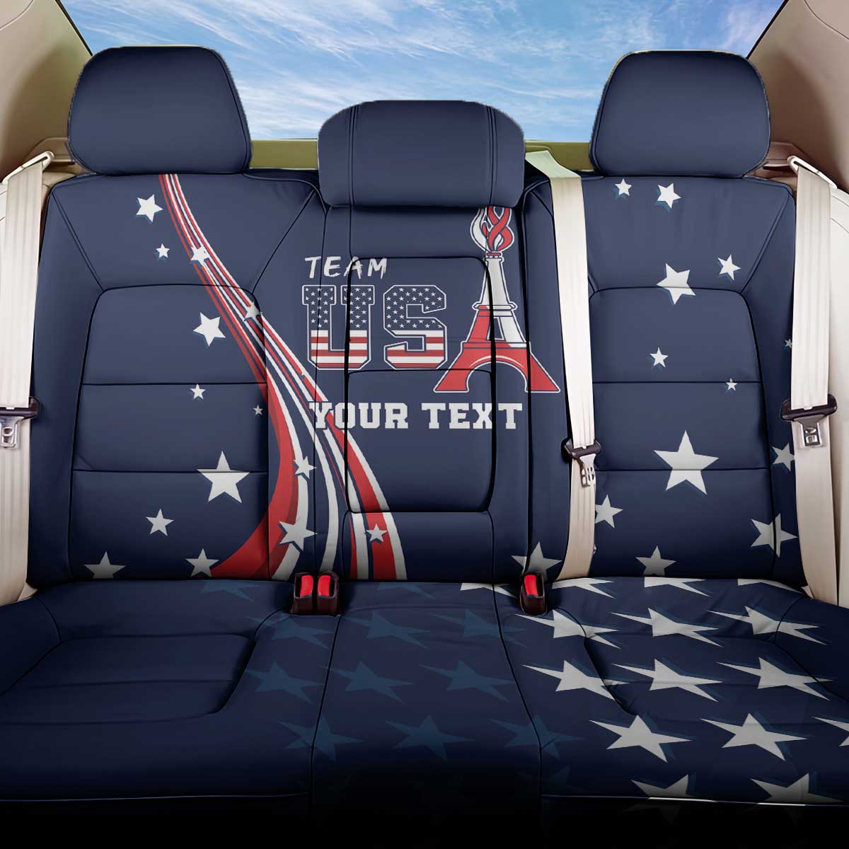 Personalized USA One For All Back Car Seat Cover Go Paris 2024 LT9 - Wonder Print Shop