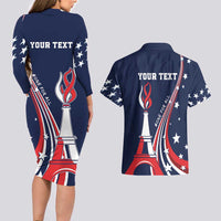 Personalized USA One For All Couples Matching Long Sleeve Bodycon Dress and Hawaiian Shirt Go Paris 2024 LT9 - Wonder Print Shop