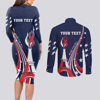 Personalized USA One For All Couples Matching Long Sleeve Bodycon Dress and Long Sleeve Button Shirt Go Paris 2024 LT9 - Wonder Print Shop