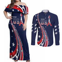 Personalized USA One For All Couples Matching Off Shoulder Maxi Dress and Long Sleeve Button Shirt Go Paris 2024 LT9 - Wonder Print Shop