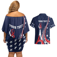 Personalized USA One For All Couples Matching Off Shoulder Short Dress and Hawaiian Shirt Go Paris 2024 LT9 - Wonder Print Shop