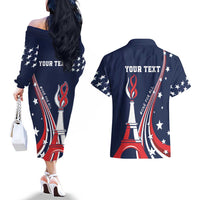 Personalized USA One For All Couples Matching Off The Shoulder Long Sleeve Dress and Hawaiian Shirt Go Paris 2024 LT9 - Wonder Print Shop