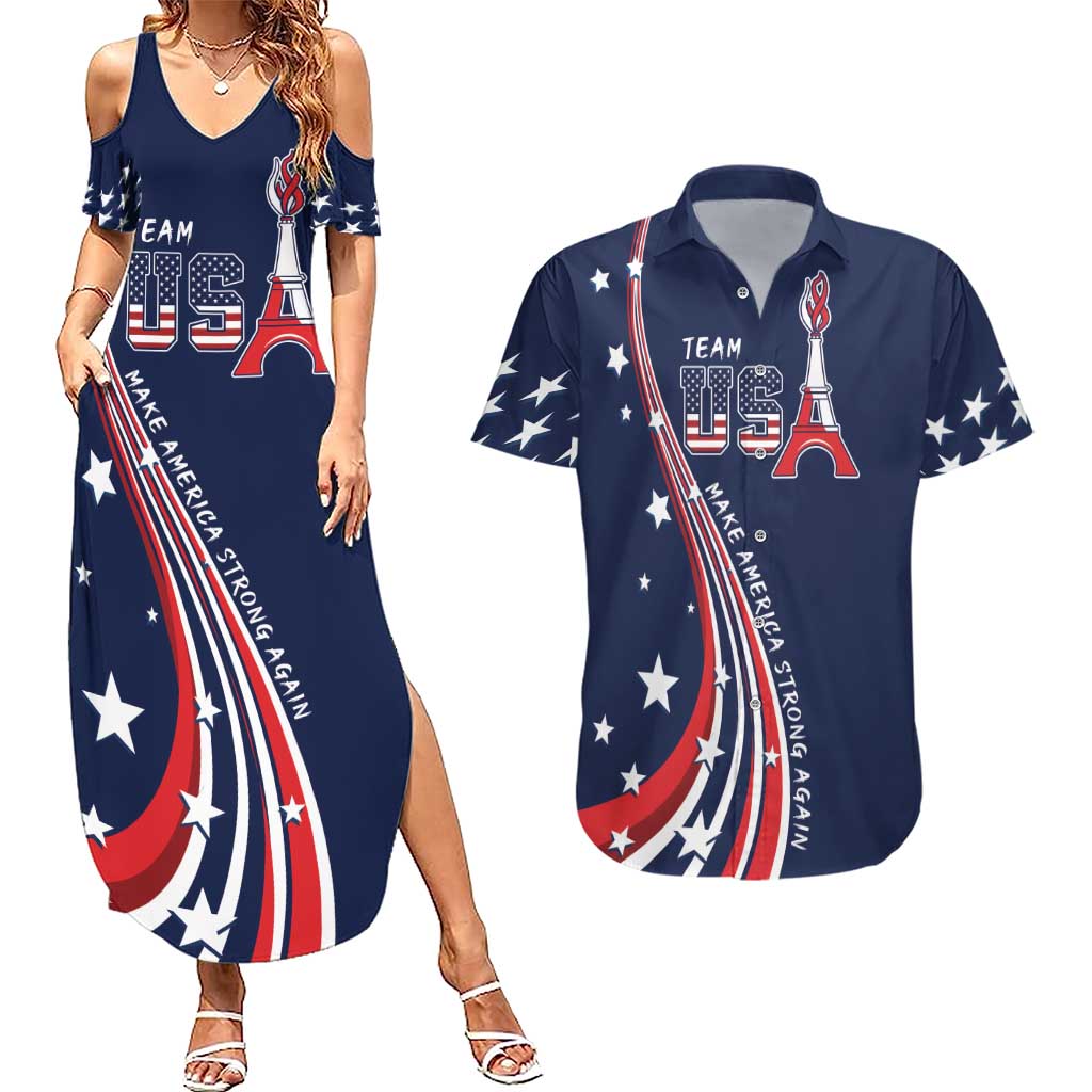 Personalized USA One For All Couples Matching Summer Maxi Dress and Hawaiian Shirt Go Paris 2024 LT9 - Wonder Print Shop