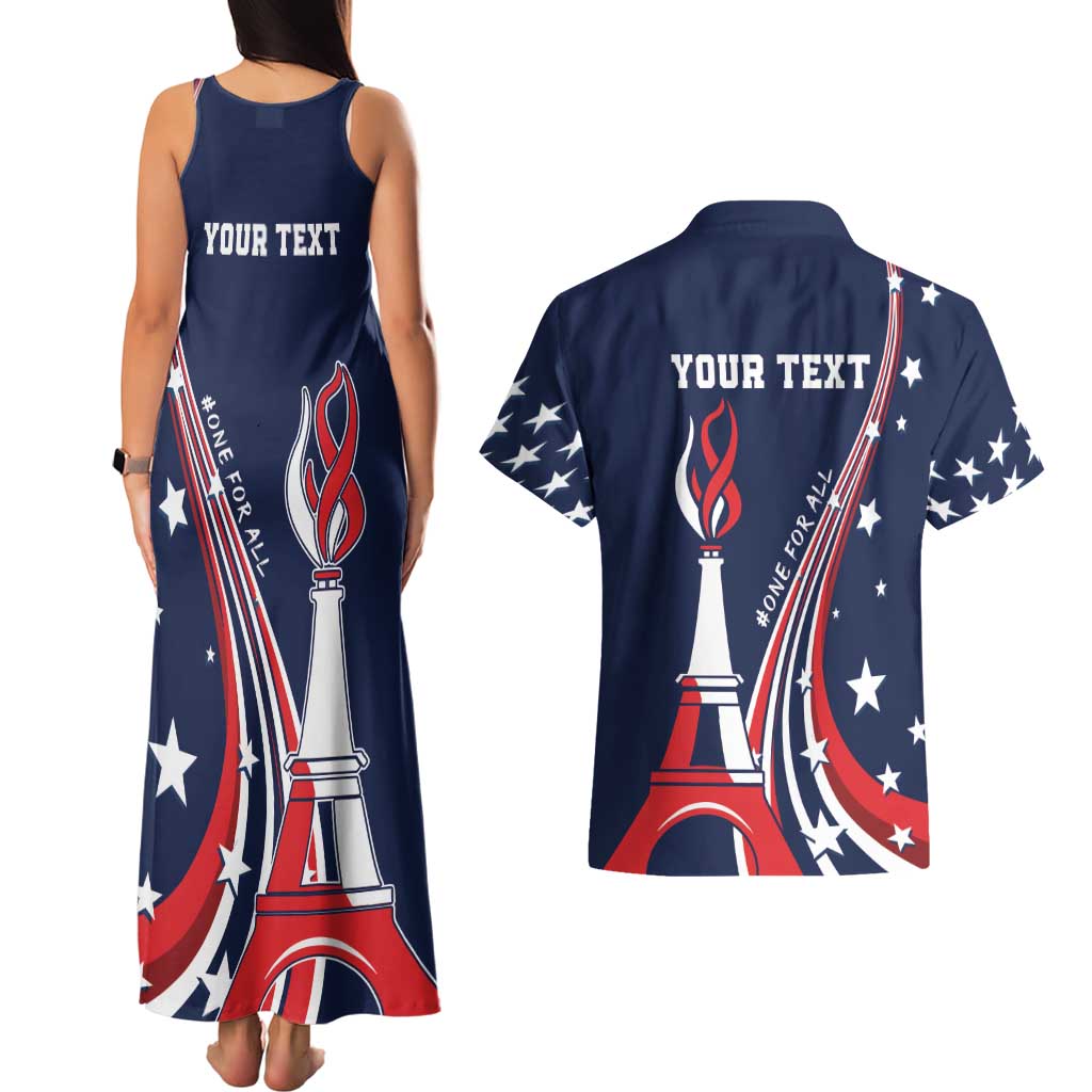 Personalized USA One For All Couples Matching Tank Maxi Dress and Hawaiian Shirt Go Paris 2024 LT9 - Wonder Print Shop