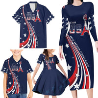 Personalized USA One For All Family Matching Long Sleeve Bodycon Dress and Hawaiian Shirt Go Paris 2024 LT9 - Wonder Print Shop