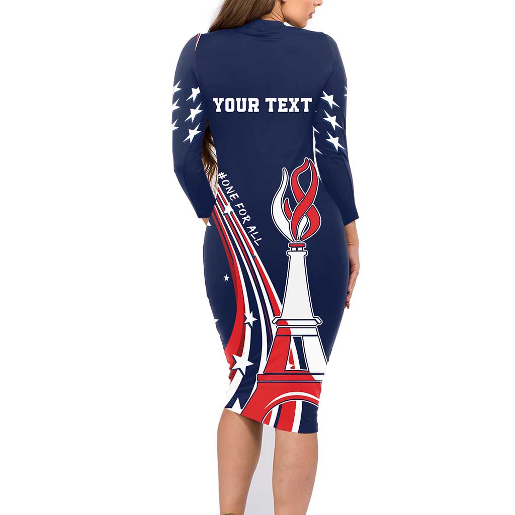 Personalized USA One For All Family Matching Long Sleeve Bodycon Dress and Hawaiian Shirt Go Paris 2024 LT9 - Wonder Print Shop