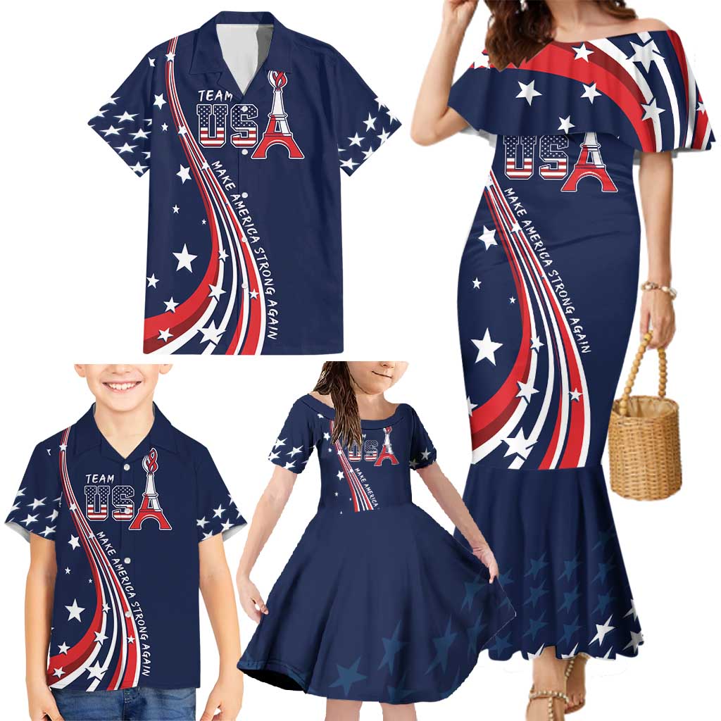 Personalized USA One For All Family Matching Mermaid Dress and Hawaiian Shirt Go Paris 2024 LT9 - Wonder Print Shop