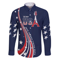 Personalized USA One For All Family Matching Off The Shoulder Long Sleeve Dress and Hawaiian Shirt Go Paris 2024 - Wonder Print Shop