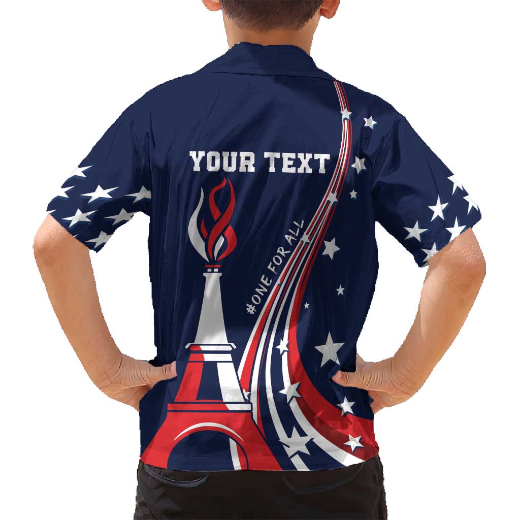 Personalized USA One For All Family Matching Off Shoulder Maxi Dress and Hawaiian Shirt Go Paris 2024 LT9 - Wonder Print Shop