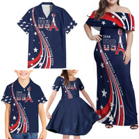 Personalized USA One For All Family Matching Off Shoulder Maxi Dress and Hawaiian Shirt Go Paris 2024 LT9 - Wonder Print Shop
