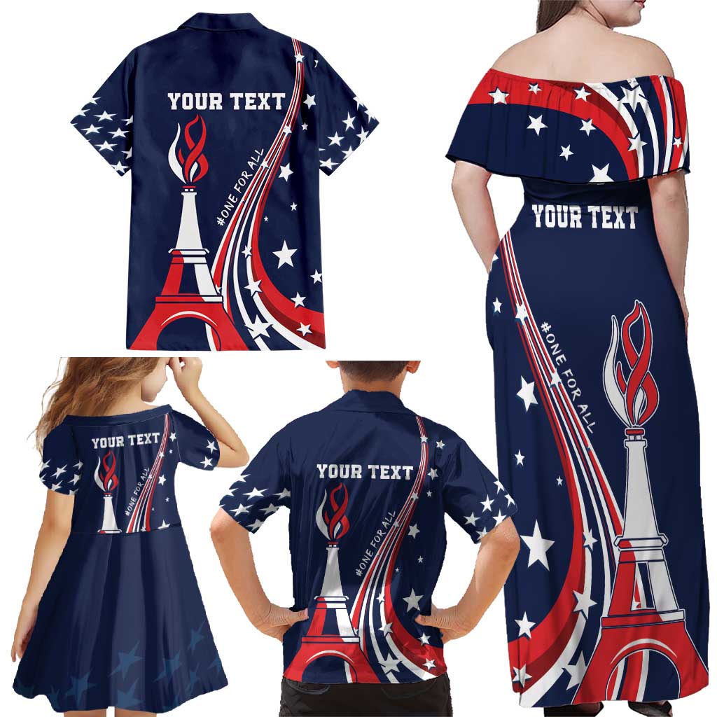 Personalized USA One For All Family Matching Off Shoulder Maxi Dress and Hawaiian Shirt Go Paris 2024 LT9 - Wonder Print Shop