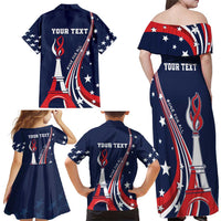 Personalized USA One For All Family Matching Off Shoulder Maxi Dress and Hawaiian Shirt Go Paris 2024 LT9 - Wonder Print Shop