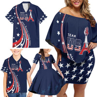 Personalized USA One For All Family Matching Off Shoulder Short Dress and Hawaiian Shirt Go Paris 2024 LT9 - Wonder Print Shop