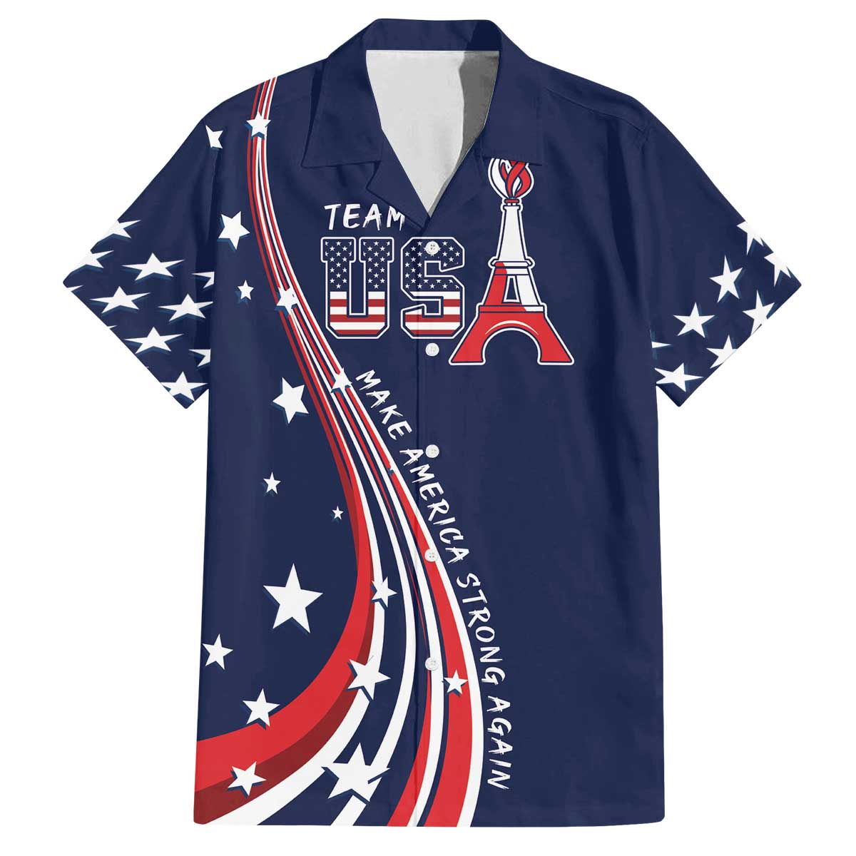 Personalized USA One For All Family Matching Off Shoulder Short Dress and Hawaiian Shirt Go Paris 2024 LT9 - Wonder Print Shop