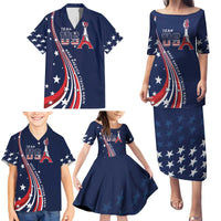 Personalized USA One For All Family Matching Puletasi and Hawaiian Shirt Go Paris 2024 - Wonder Print Shop