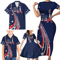 Personalized USA One For All Family Matching Short Sleeve Bodycon Dress and Hawaiian Shirt Go Paris 2024 - Wonder Print Shop
